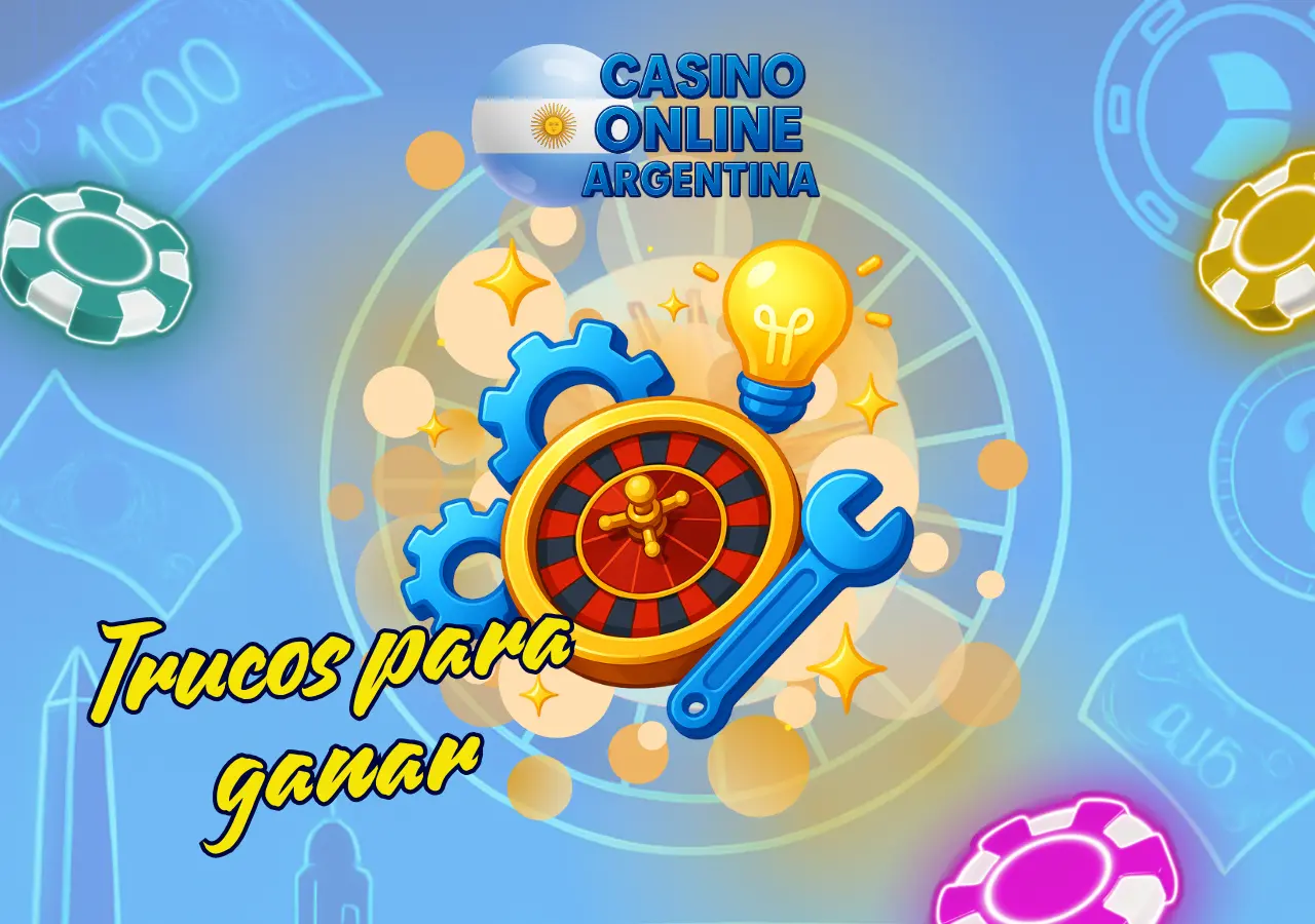 Ruleta con engranajes y bombilla que representan los trucos y estrategias para ganar en Casino Online Argentina